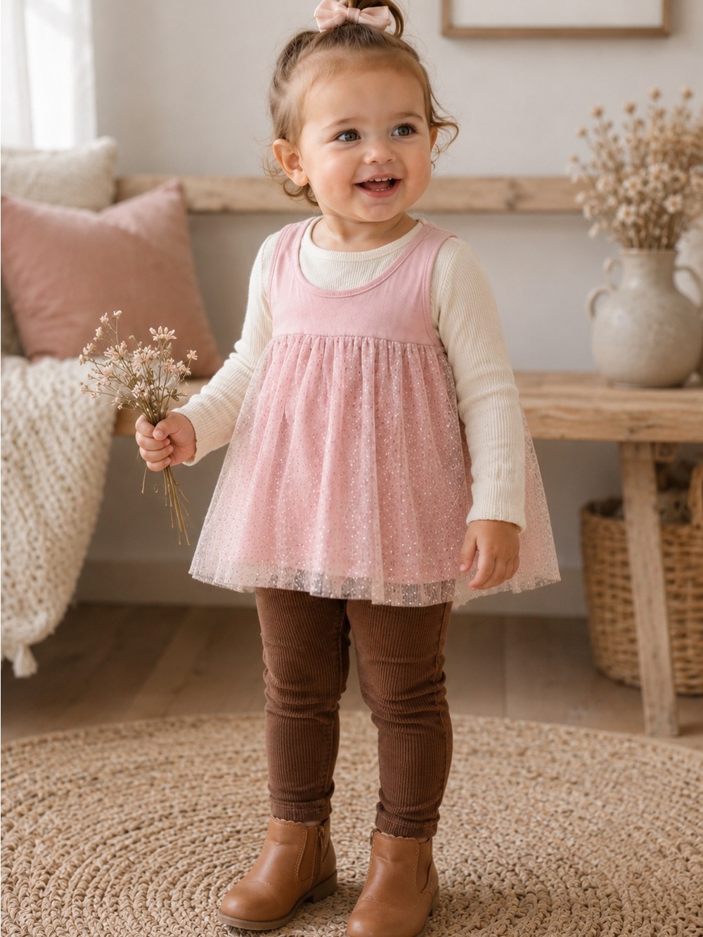Baby Gap Girls 3T Pink Glitter Tulle Babydoll Tank Top